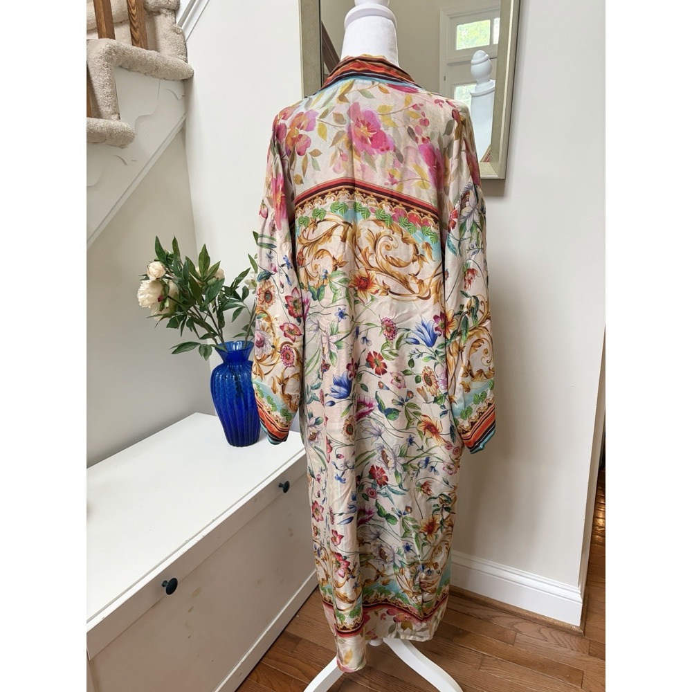 Johnny Was Reversible Silk Kimono Robe Floral Paisley Patchwork Duster XL Multi - Picture 11 of 16